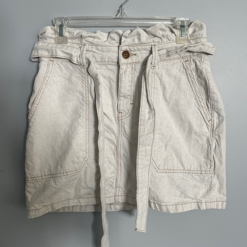 Free People High-Waisted Cream Denim Skirt